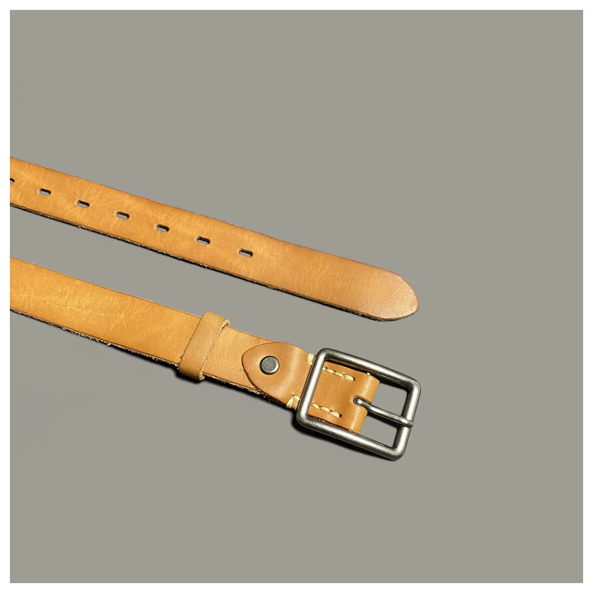 Japanese handmade ladies denim casual leather belt original color cowhide retro pure steel pin buckle fashion Joker belt