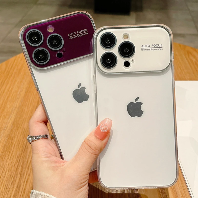 

Luxury Glass Lens Camera Protection Case For iPhone 14 Pro Max 13 11 12 14Plus Shockproof Hard PC Candy Bumper Transparent Cover