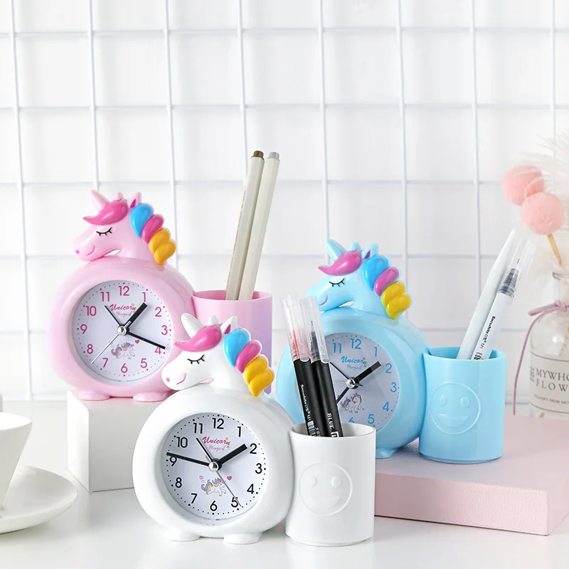 

Pink Unicorn Kids Alarm Clock Double Bell Clock with Backlight Cute Desk Clock Home Decoration Будильник Kid Gifts reveil enfant