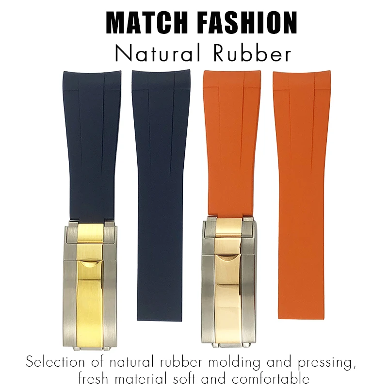 20mm 21mm 22mm 19mm 18mm Rubber Watchband for Rolex Submariner DAYTONA GMT Yacht-Master Silicone Strap Black Watch Band Bracelet