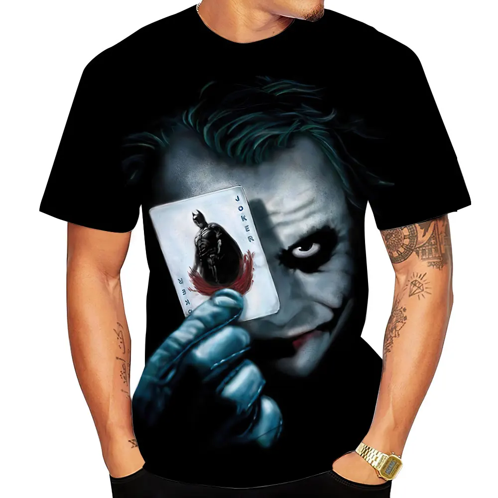 

Men's T-Shirt For Man Summer Street 3D Print Tops Fashion Short Sleeve Evil Mask Extra Large Joker Pattern Clothing Vintage 2023