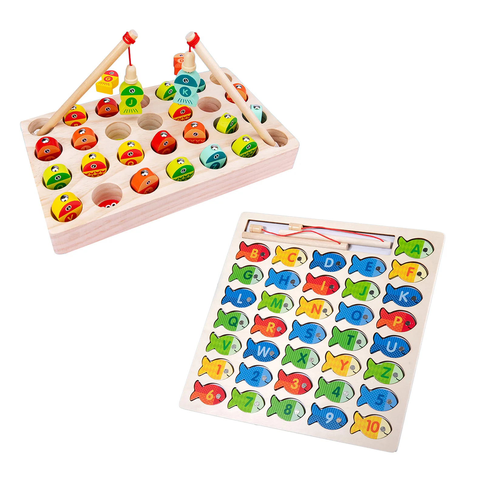 

Magnetic Wood Fishing Game Toy For Toddlers Alphabet Fish Catching Counting Preschool Board Games Puzzle Games With Numbers And
