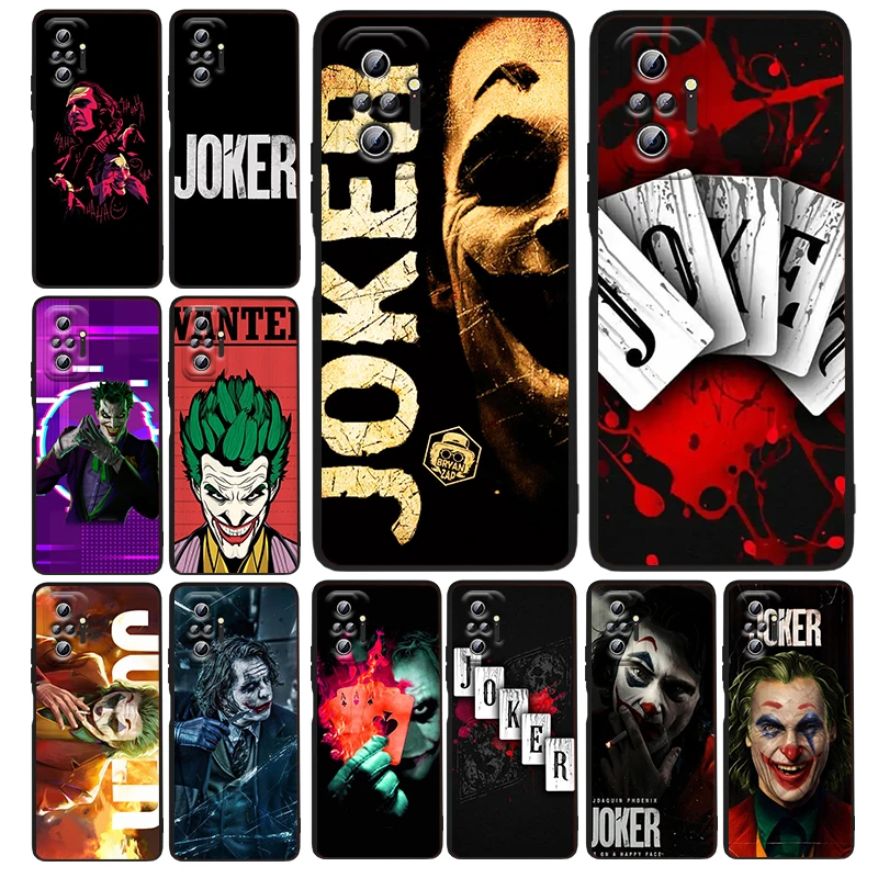 

Cartoon Cool Movie Joker Art Phone Case For Xiaomi Redmi Note 12 11E 11S 11 11T 10 10S 9 9T 9S 8T 8 Pro Plus 5G Black Funda