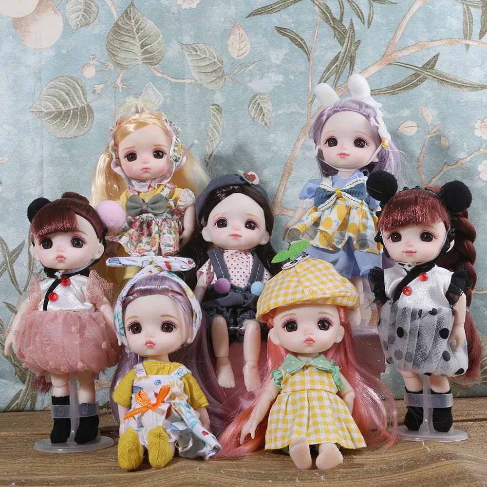 

cute face 16cm BJD Doll 13 Jointed Dolls Cute Angry Wink Face Short Hair Doll with Shoes Nude Body for Girls DIY Toys