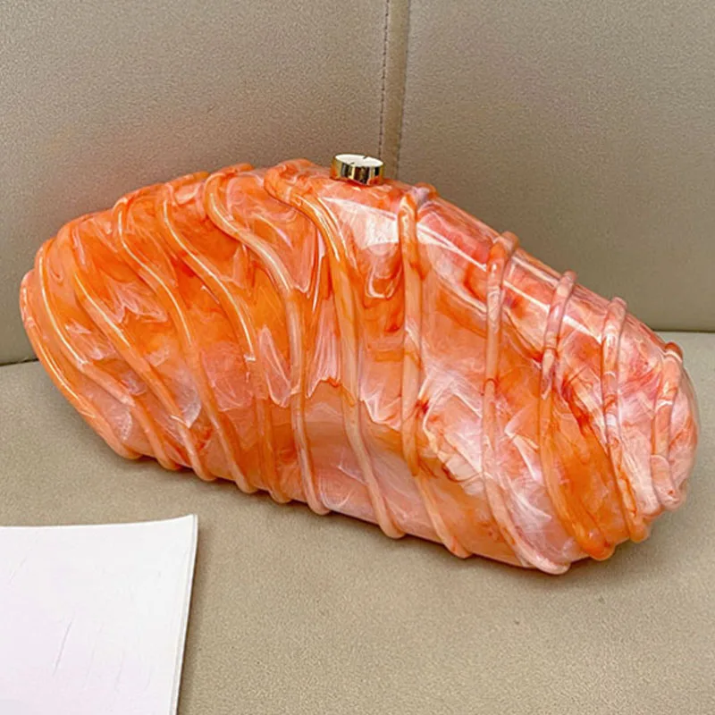 Роскошная акриловая женская сумка с каменным узором модными полосками и простая