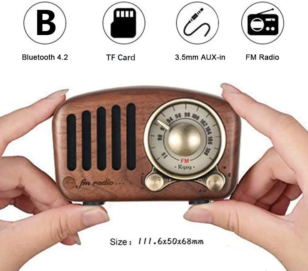 

Wood Retro Radio Digital FM Radio Digital linternet Radio Portable FM Radio Mini Bluetooth Speaker Old Fashioned Classic Style