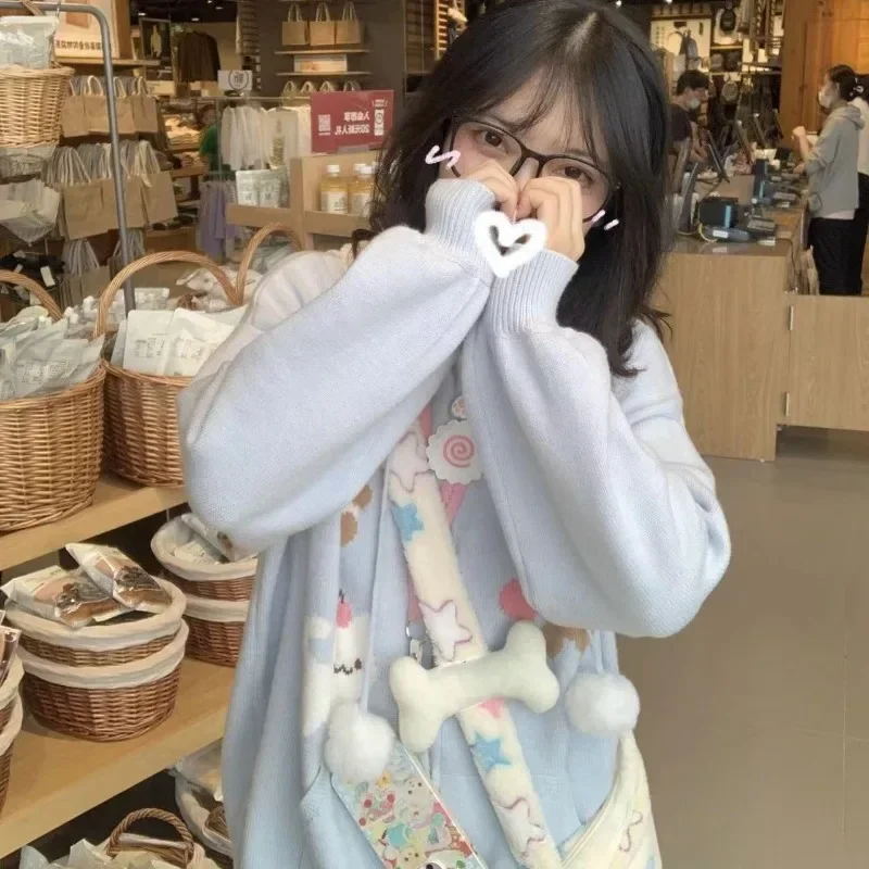 Японские милые осенне-зимние пальто с милым принтом модные универсальные Y2k