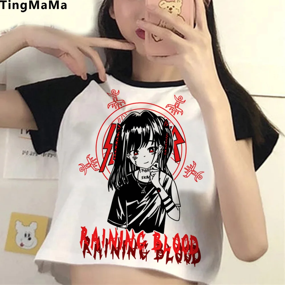 

Женский укороченный топ в стиле хиппи y2k с аниме cyber y2k trashy fairy grunge, кавайная Готическая хиппи уличная одежда, футболка, укороченный топ