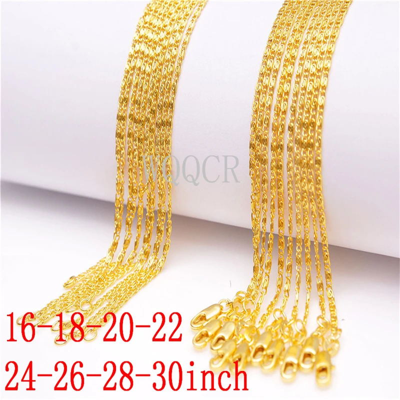 

Wholesale 5PCS Of Bulk 18K Embossed Gold 1.9MM Flat S Chain 16",18" ,20",22",24",26",28",30Inches Applicable Pendant