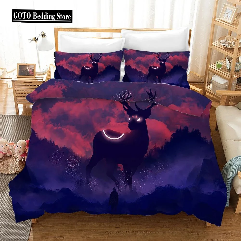 Dropship Home Textile Bedding Set Galaxy Deer EU King 240x220 Duvet Covers Sets Luxury 100% Polyester Bed Linens Dekbedovertrek