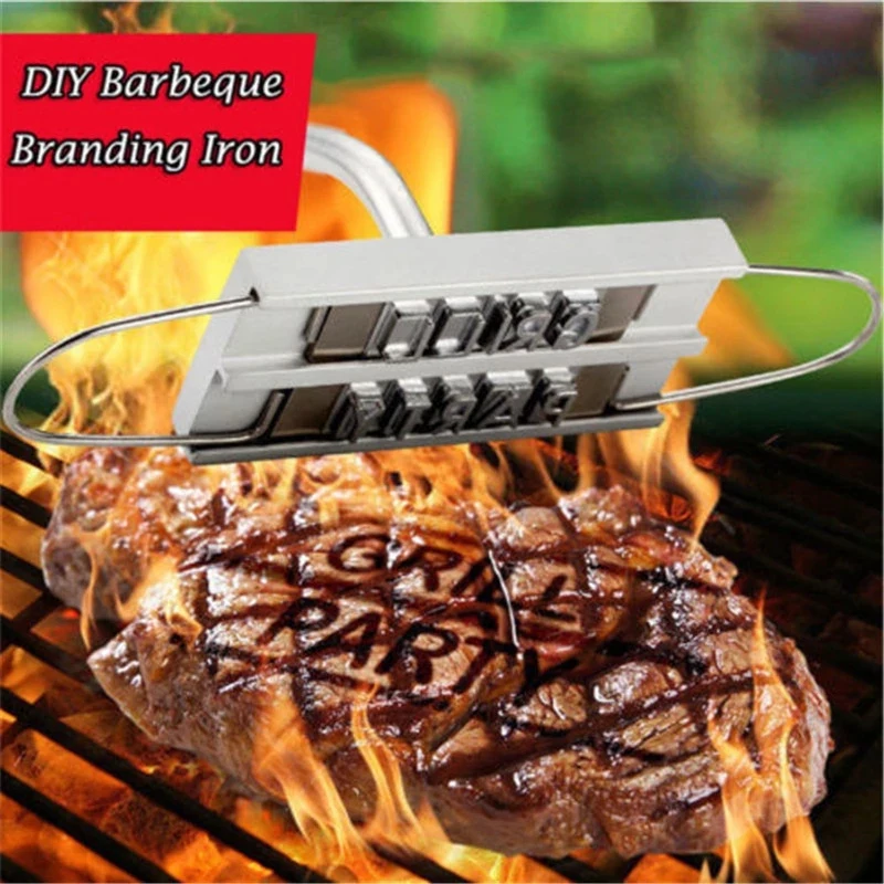 

BBQ Branding Iron 55 Letters DIY Barbecue Letter Printed BBQ Steak Tool Meat Grill Forks Barbecue Tool Kitchen Accessories