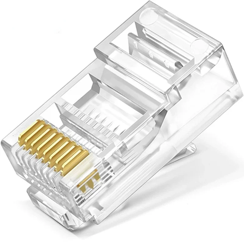 

50pcs Crystal 8Pin RJ45 Modular Plug Rj-45 Network Cable Connector Adapter for Cat5 Cat5e Cat6 Rj 45 Ethernet Cable Plugs