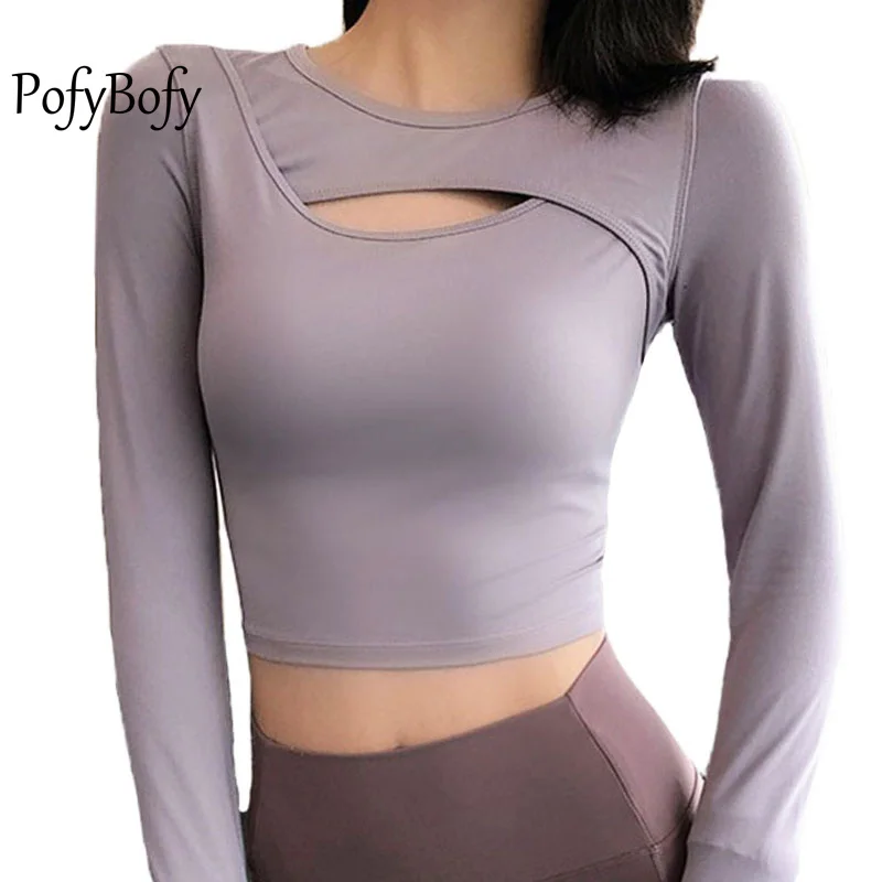 PofyBofy полые бесшовные эластичные утягивающие женские рубашки с круглым вырезом и