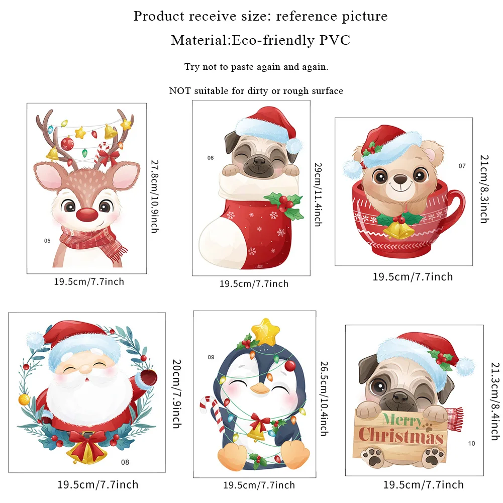 Картонные настенные наклейки с животными для Рождественского украшения 2023, декор для дома, наклейки для туалета, живые наклейки для детской комнаты, новогодний фестивальный обои.
