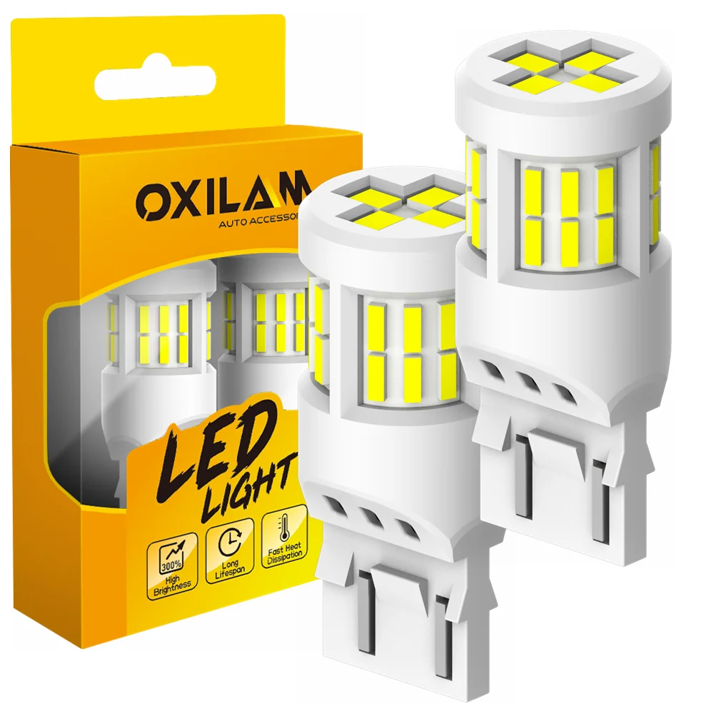 

OXILAM 2X W21/5W W21W WY21W светодиодный светильник лампа Canbus без ошибок 7443 7440 T20 DRL Лампа 6000K белый супер яркий задний светильник s