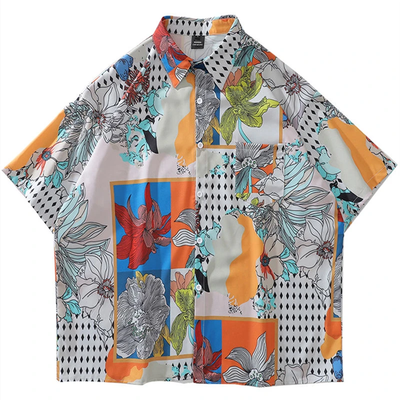 

Женская пляжная рубашка в стиле бохо, свободная пляжная рубашка в стиле ретро, с коротким рукавом и пуговицами, Y2k, лето 2022