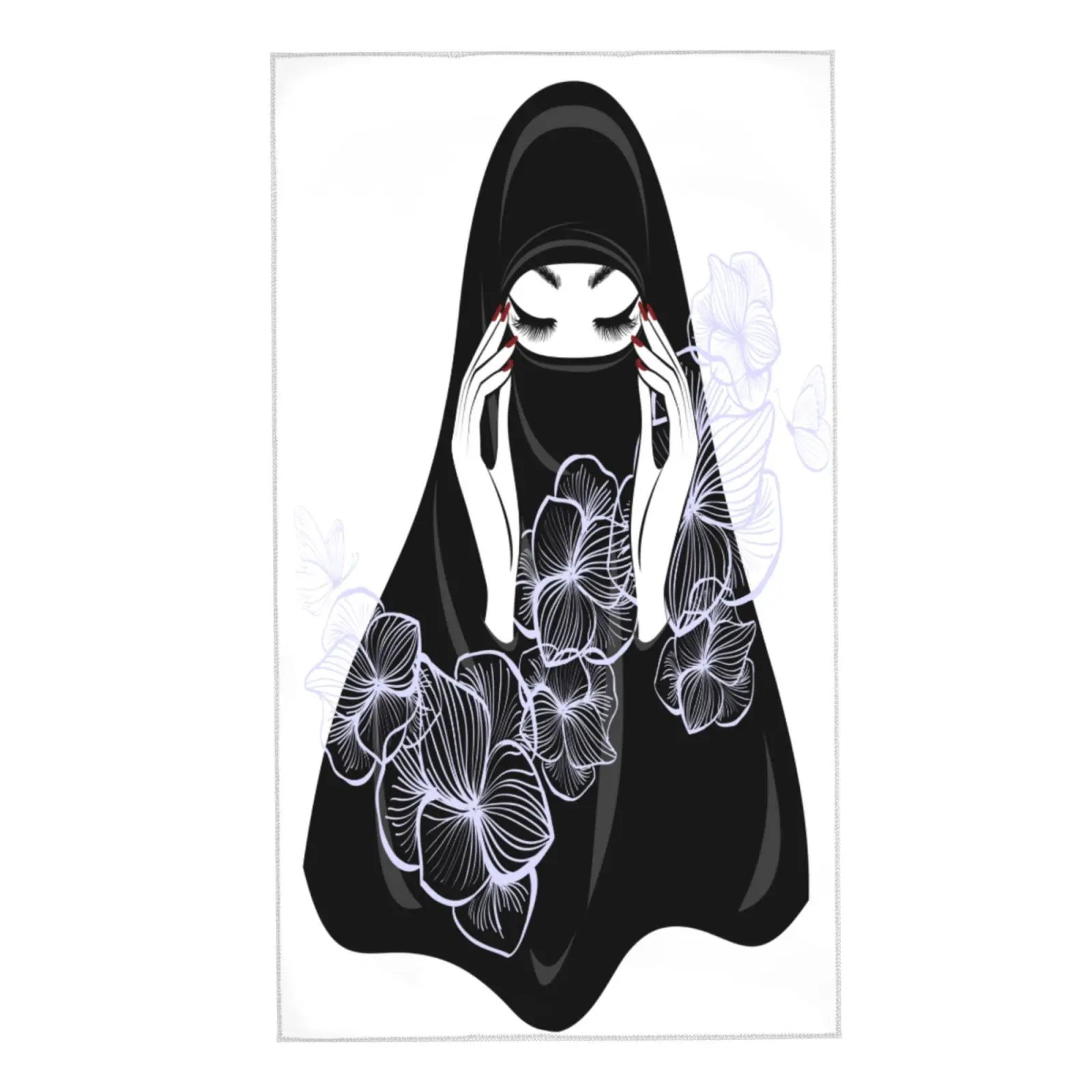 

Face Towel Beautiful Muslim Woman in niqab flowers Soft Bath Hotel Spa Gym Sport Hand Towelstoallas microfibra secado rapido