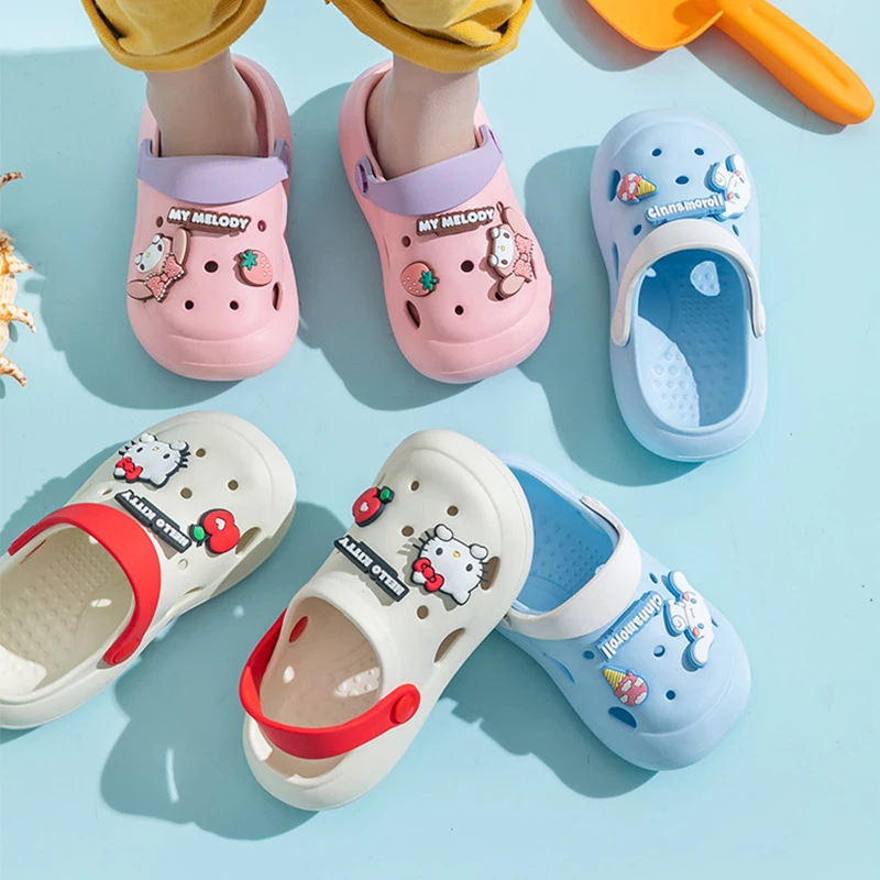 

Sanrio My Melody Cinnamoroll Hello Kitty Eva Material Girls Cartoon Cute Summer Hole Shoes Can Be Worn Outside Slippers