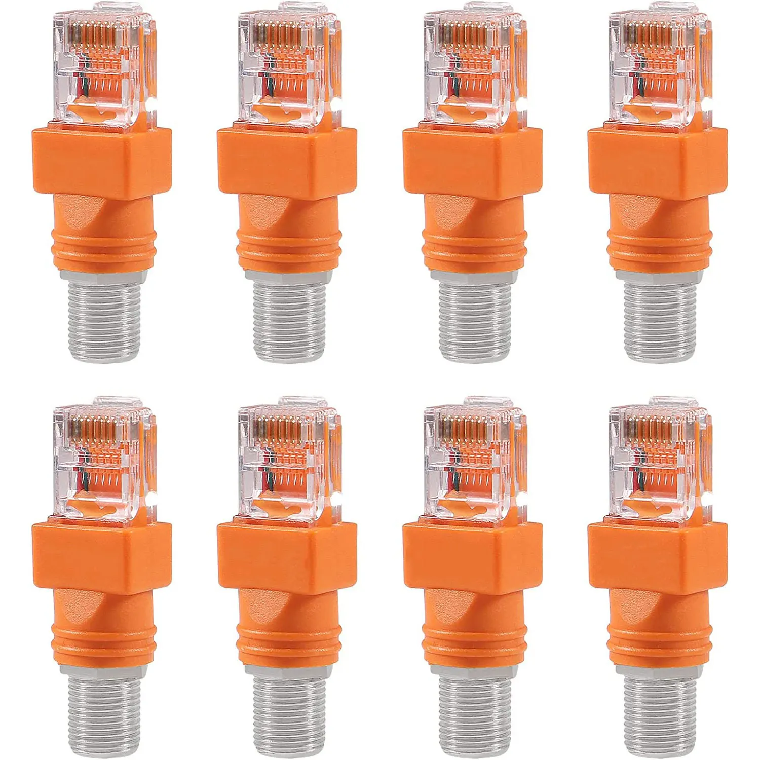 

8PCS F-Type Connector RF Female To RJ45 Male Coaxial Barrel Coupler Adapter Coax Adapter RJ45 To RF Connector