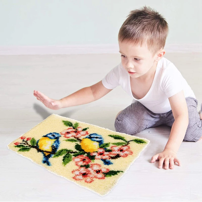 3D Цветок Птица защелка крючок ковер наборы печать на холсте для рукоделия