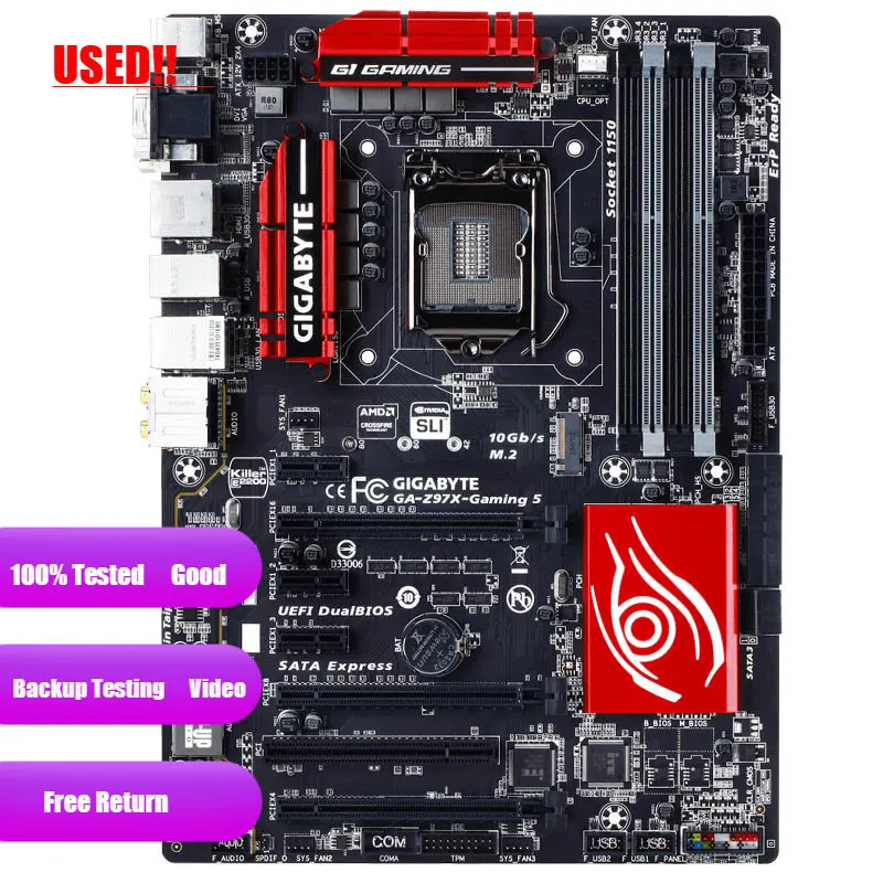 Игровой 5-дюймовый компьютер Gigabyte Z97X USB3.0 SATAIII материнская плата LGA 1150 DDR3 Z97 десктопная материнская плата