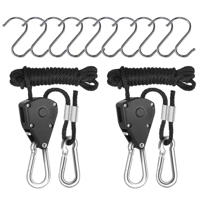 

Adjustable 1/8inch Lifting Lanyard Hanging For Tent Fan led Grow Plant Lamp Rope Ratchet Hanger Pulley Lifting Pulley Hook