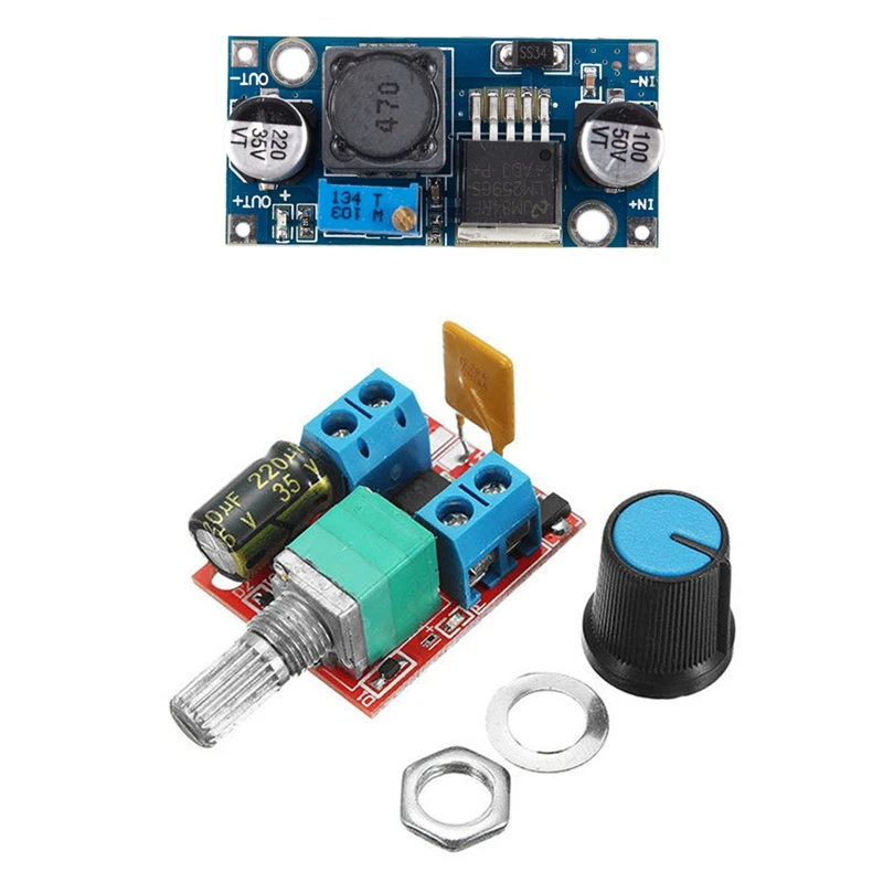 

5V-30V DC PWM Speed Controller Mini Electrical Motor Control Switch LED Dimmer & LM2596S DC-DC Buck Power Supply Module BUCK 3A