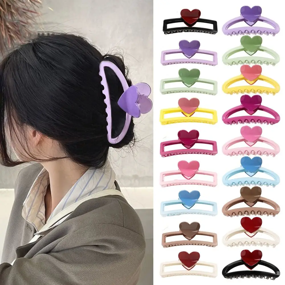 

Plastic Heart Hair Claw Sweet Rectangle Half Moon Candy Color Large Wash Face