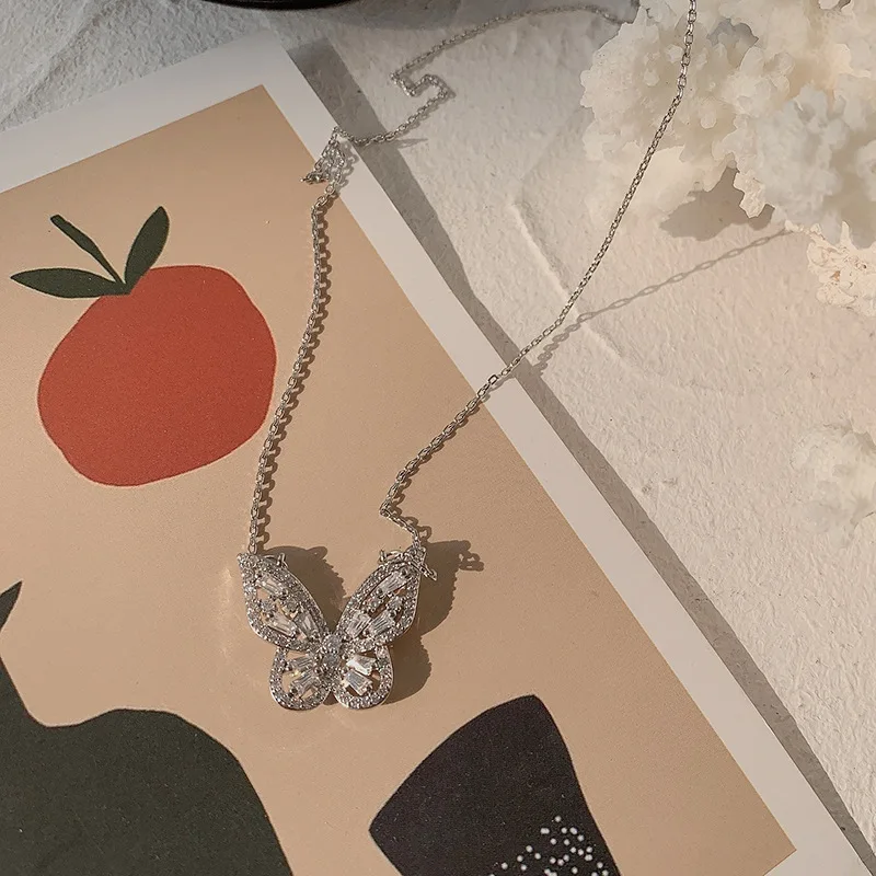 Женское ожерелье с подвеской-бабочкой простые темпераментные цепочки до ключиц