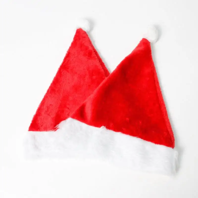 12pcs Plush Christmas Santa Claus Red Hats Caps Thicken For Adult And Children Xmas Decor New Year's Gifts Home Party Supplies