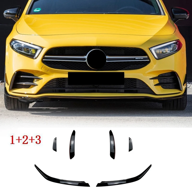 

NEW-6X передний бампер сплиттер спойлер Canardr Air Knife Trim для Mercedes-Benz A Class W177 A180 A200 A220 A250 AMG 2019 +