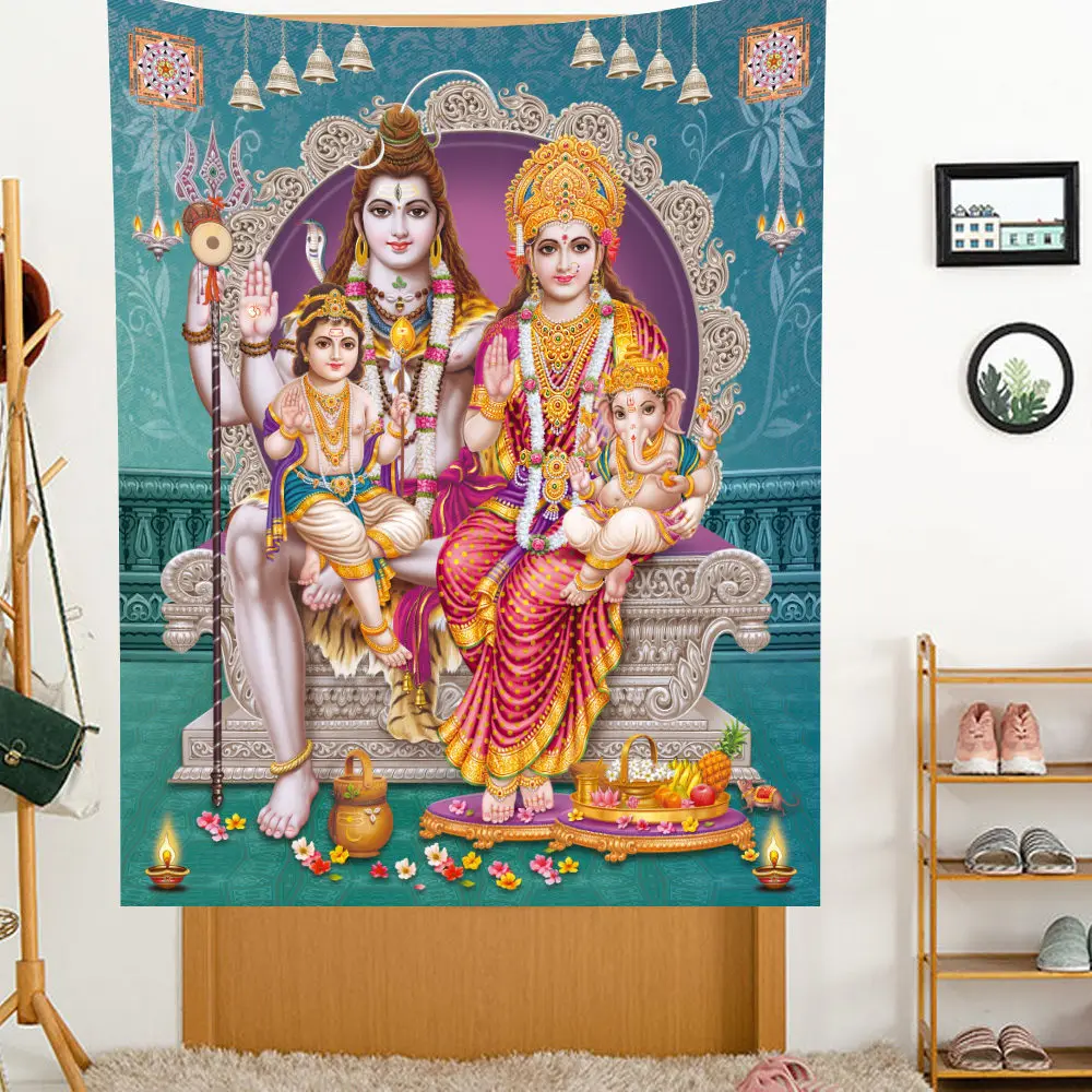 Богемный 3D гобелен индийского бога Тайланд Шива Ганеша Парвати буддизм