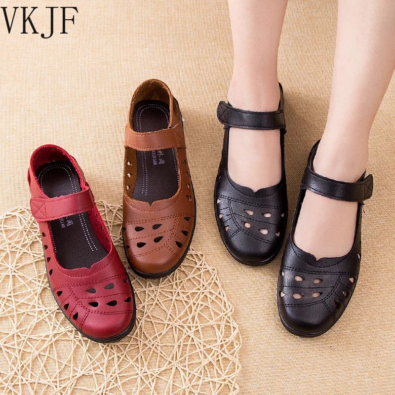 

Туфли женские кожаные с перфорацией, балетки, плоская подошва, повседневные лоферы, Мэри Джейн, лето 2022