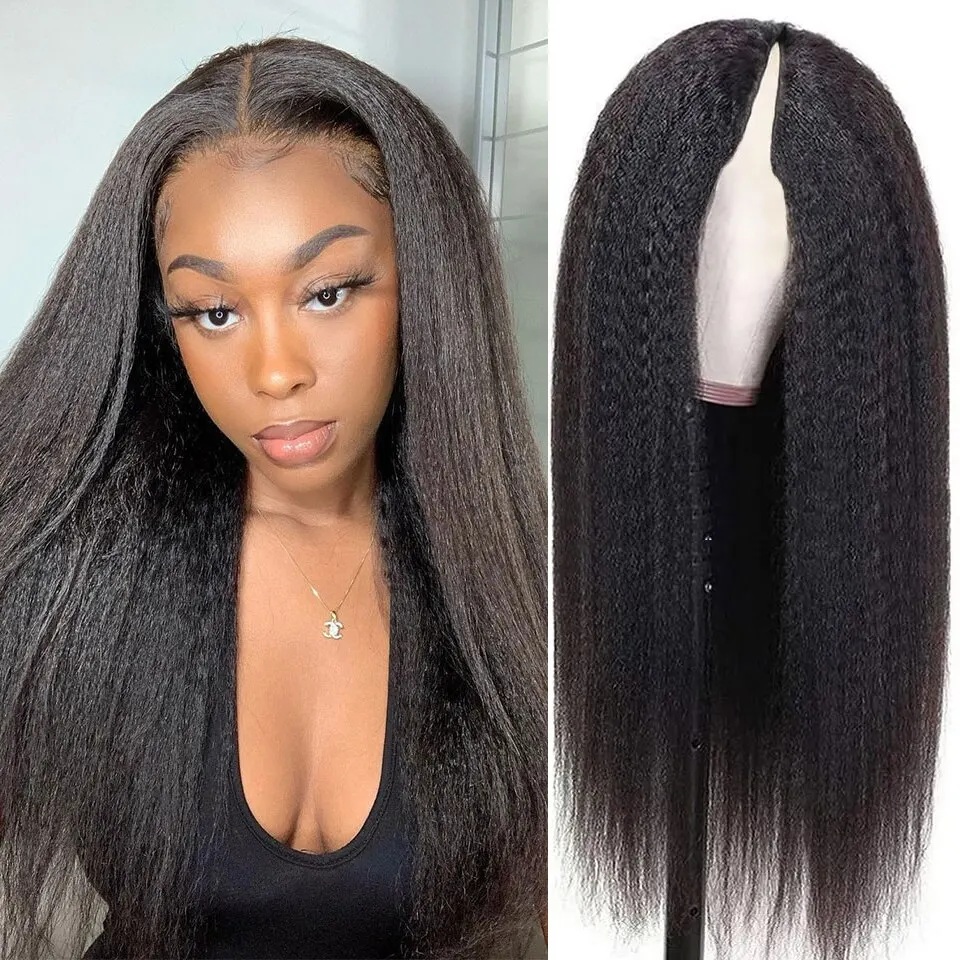 Kinky Straight Wigs U Part Wig Brazilian Human Hair Wigs For Women Virgin Hair Glueless Middle U Shape Wig 180 Density Wholesale