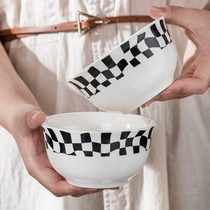 Креативная Шахматная решетчатая керамическая тарелка в скандинавском стиле