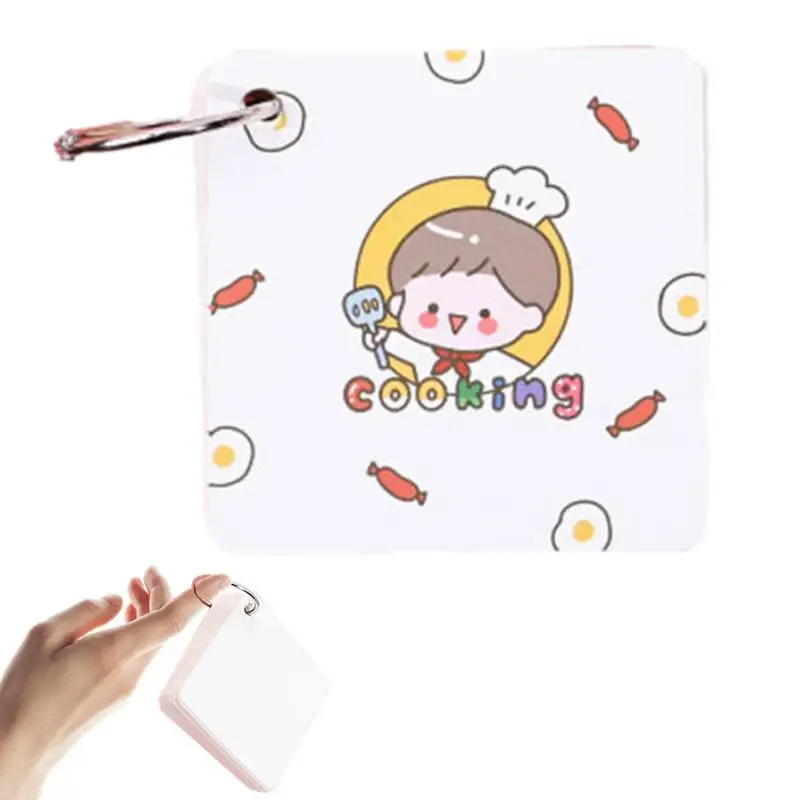 

80 Sheets Binder Rings Flipping Flash Card DIY Combinable Study Cards Mini Lined Memo Pad DIY Book Mark Blank Cards