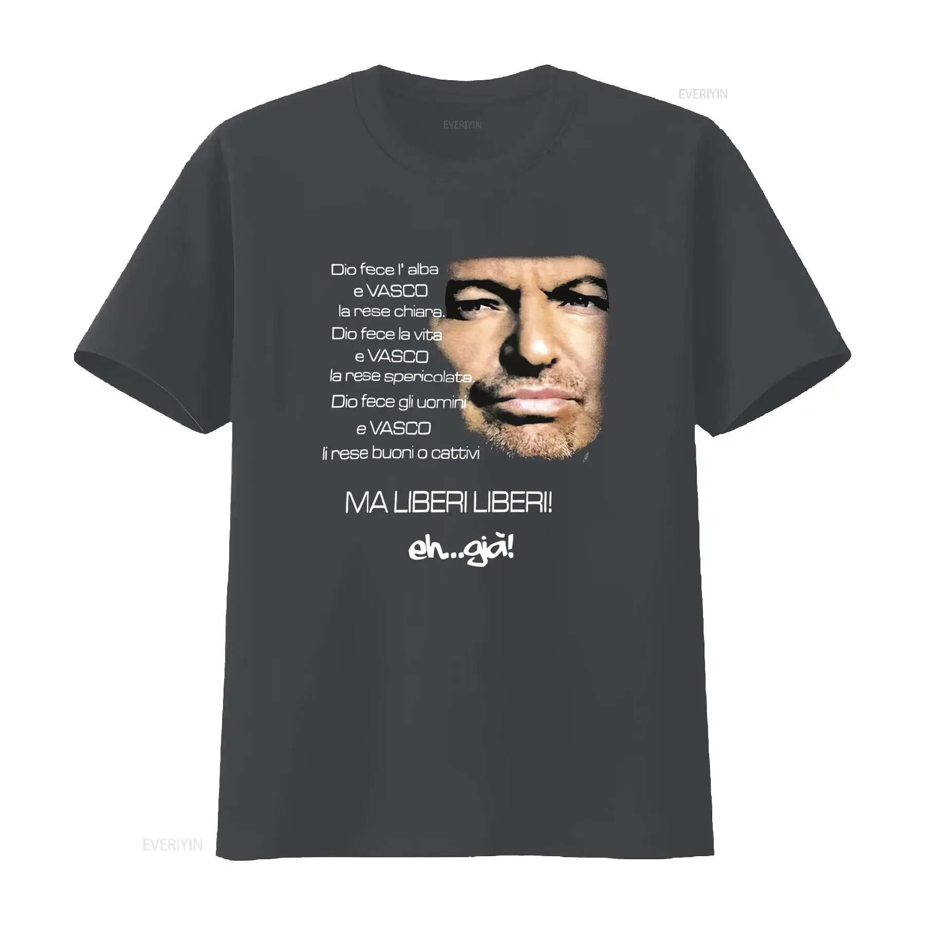 Фото Мужская футболка Vasco Rossi Il Blasco, итальянский дизайн, с принтом текста песни, круглый вырез, повседневная, для концертов, винтажная, моющаяся. №4