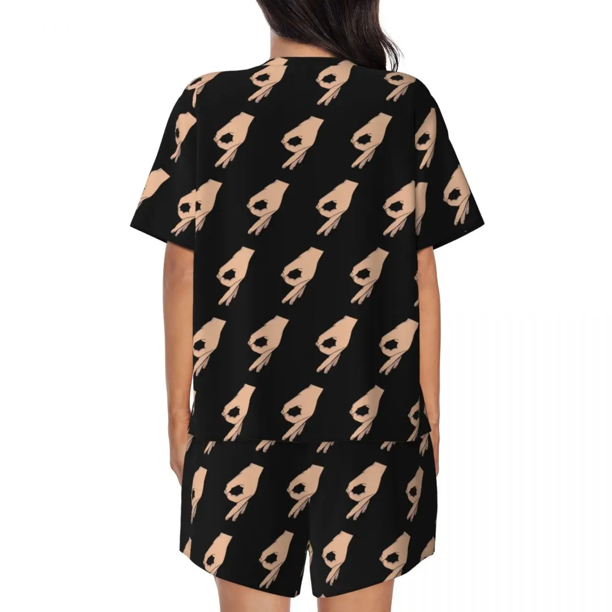 Фото Пижамный комплект для сна с принтом Circle Game Hand Gotcha Meme Made You Look Round Neck, мягкая женская ночная рубашка с коротким рукавом и шортами №3
