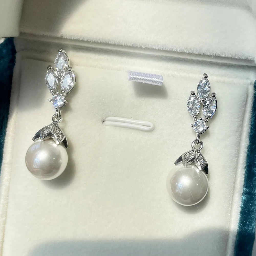 

CANPEL Fashion Elegant Woman Long Pearl Earrings for Women AAA Cubic Zirconia Bridal Earrings Wedding Jewelry