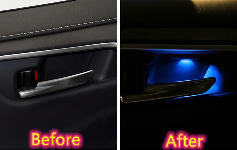 

Interior Door Handle Bowl LED Blue Lights 1 set For Toyota RAV4 XA50 2019-2021