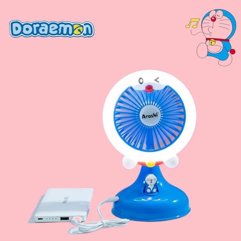 

Doraemon анимационный периферийный кавайный вентилятор, милый мини-вентилятор с светильник трехскоростной регулировкой, зарядка через USB, мультяшный Новый бесшумный