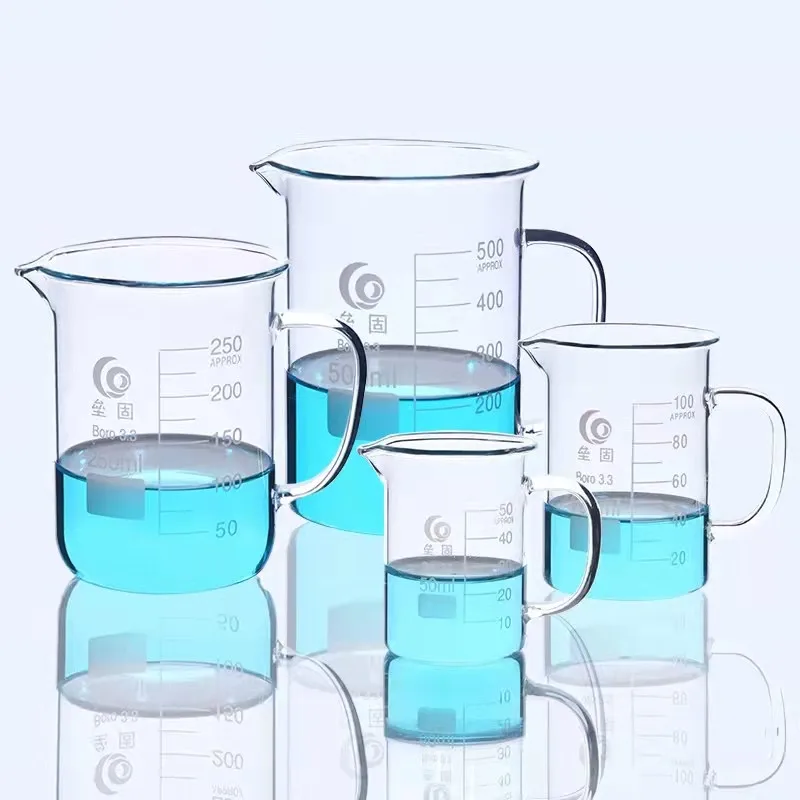 

1Pc/lot 50ml-2000ml Lab Full Glass Beaker with Glass Handle for Chemistry Glass Measuring Beakers Glassware