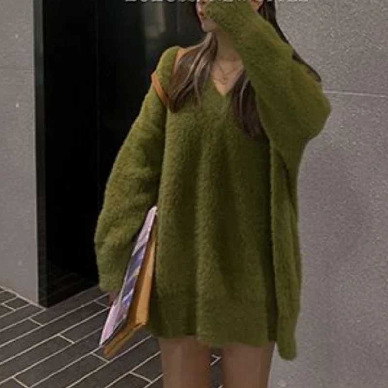 Пушистый свитер женская одежда на осень и зиму Y2k уличная норковый мягкий пуловер