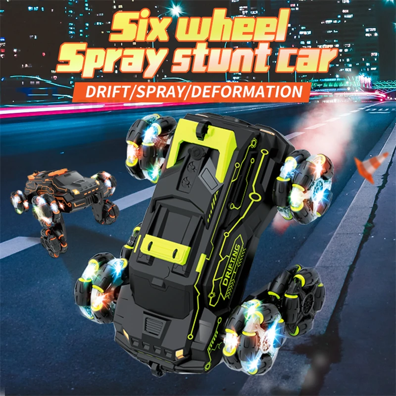 Swing Arm RC Stunt Car 2.4G Gesture Remote Control Six Wheels Off-road Vehicle Light Spray Drift Car Toys For Children Kid Gift enlarge