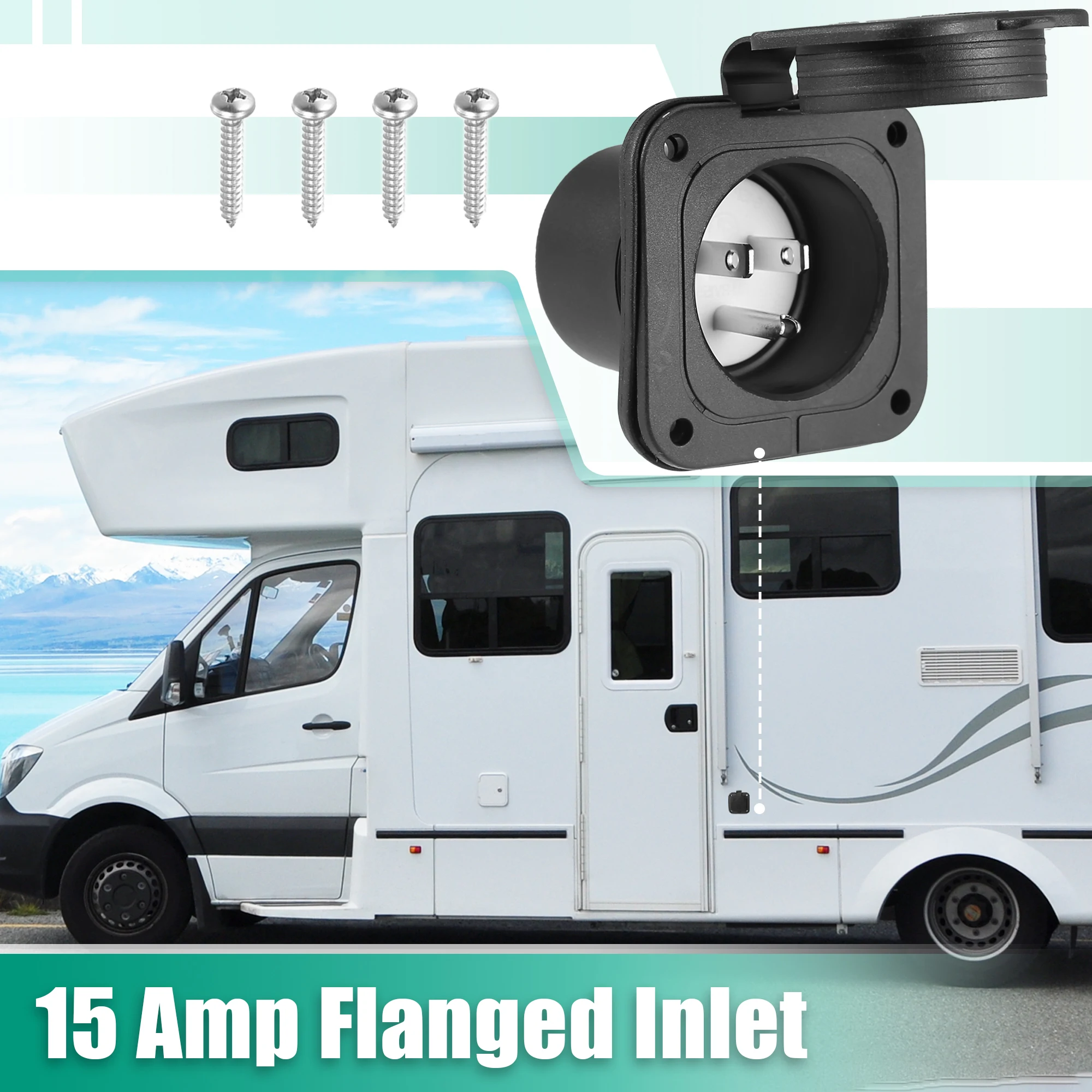 

X Autohaux RV Camper 125V 15A External Flush Hook Up Waterproof Caravan Plug Inlet Socket Motorhome Trailer Accessories