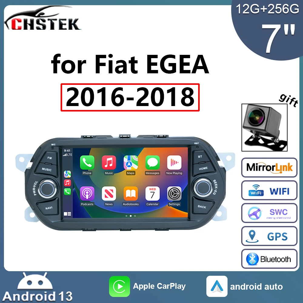 Автомобильный радиоприемник CHSTEK Android 13 для FIAT 500 Abarth 2007-2015 беспроводной