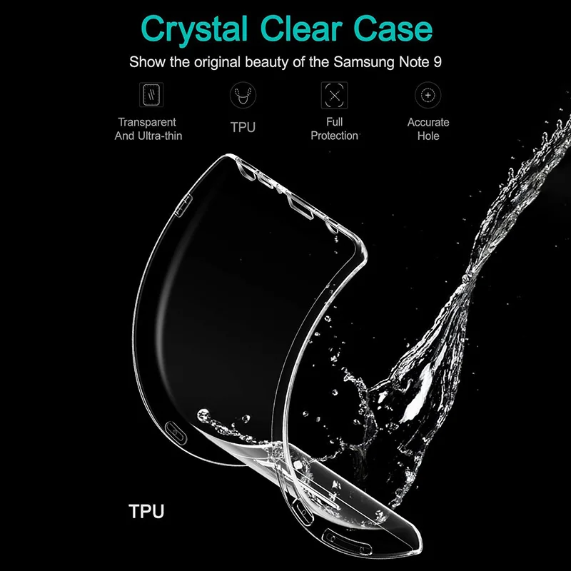 Crystal Clear Ultra Thin Slim Soft TPU Cases Covers for Samsung Galaxy Note9 Note 9 Phone Back Cover Transparent Gel GalaxyNote9