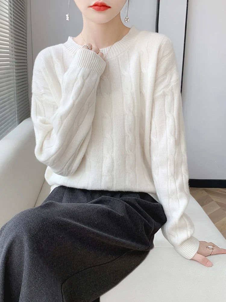 Высококачественный женский свитер осень-зима 100% мериносовая шерсть пуловер с