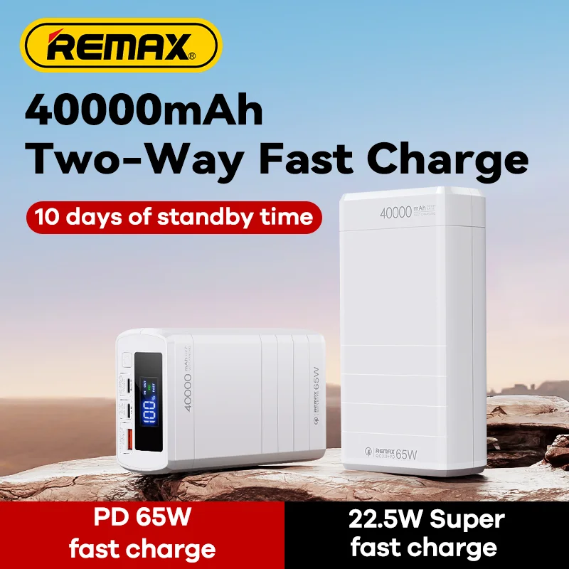 Remax 65W Power Bank 40000mAh Fast Charging External Battery Portable PD QC 22.5W PowerBank Charger TypeC For iPhone Huawei