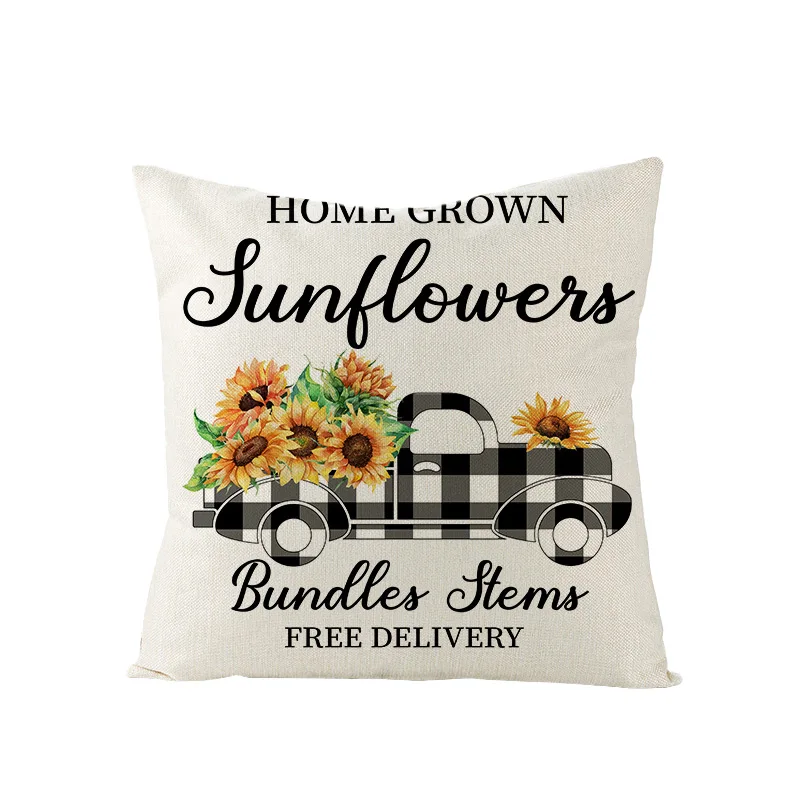 

Red Truck Sunflower Printed Pillow Case Seat Chair Car Wedding Decor Cushion Covers 45x45cm Home Decorative Pillow Cover